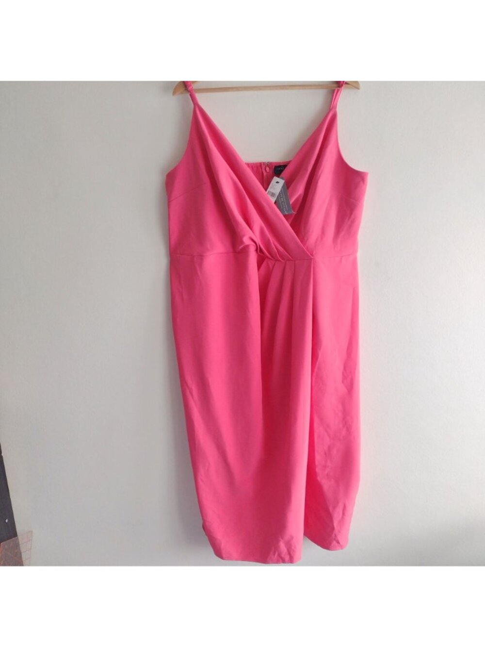Lane Bryant Pleated Front Dress 20 NEW Hot Pink Sexy Flirty Midi - Picture 12 of 12